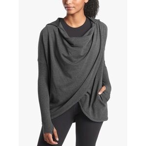 Athleta Purana Wrap Sweatshirt Charcoal Heather Gray, size S
